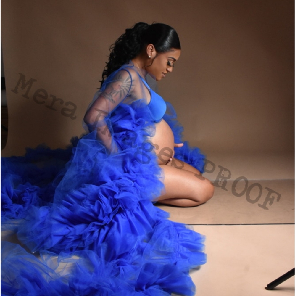 Blue Maternity Robe - Picture 3 of 3